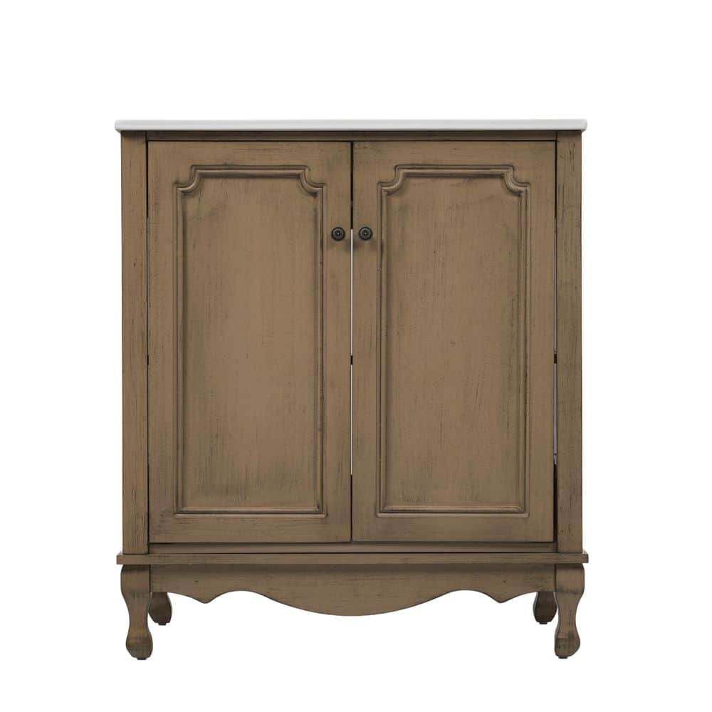 60 in. Double Sink Freestanding Antique Brown Bath Vanity with White Ceramic Top price history on PriceWatchPro
