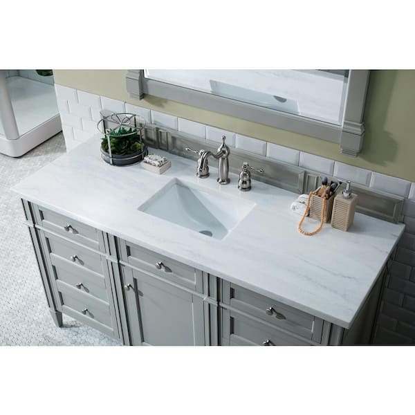 James Martin Vanities Brittany 60 in. W x 23.5 in. D x 34 in. H Single Vanity in Urban Gray with Solid Surface Top in Arctic Fall