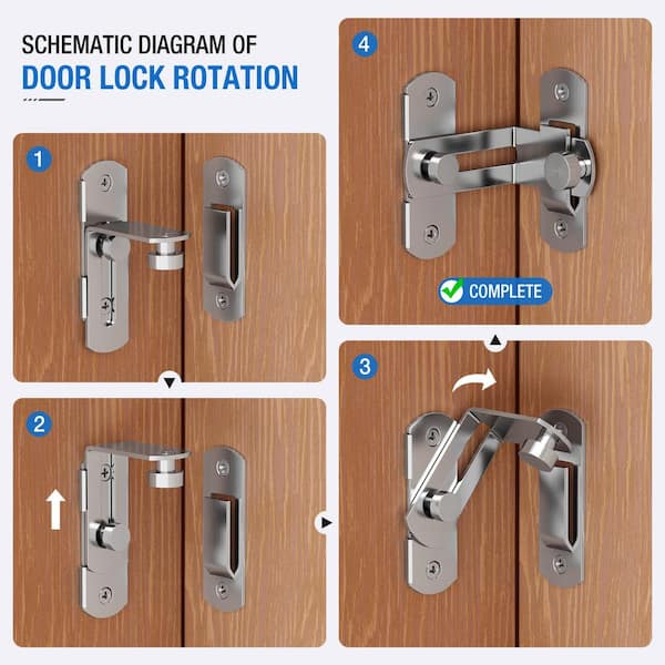 Small Matte Black Stainless Steel Door Lock Flip Lock Latch, Door Chain Lock, Double Flat Bolt, Slide Latch Lock (Black 1)