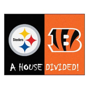 NFL Steelers / Bengals Black House Divided 3 ft. x 4 ft. Area Rug