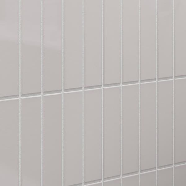 2 in. x 8 in. Misty Grey Gloss Glass Subway Tile Sample