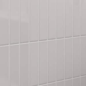 2 in. x 8 in. Glass Misty Grey Gloss Subway Tile (13.02 sq. ft./Case)