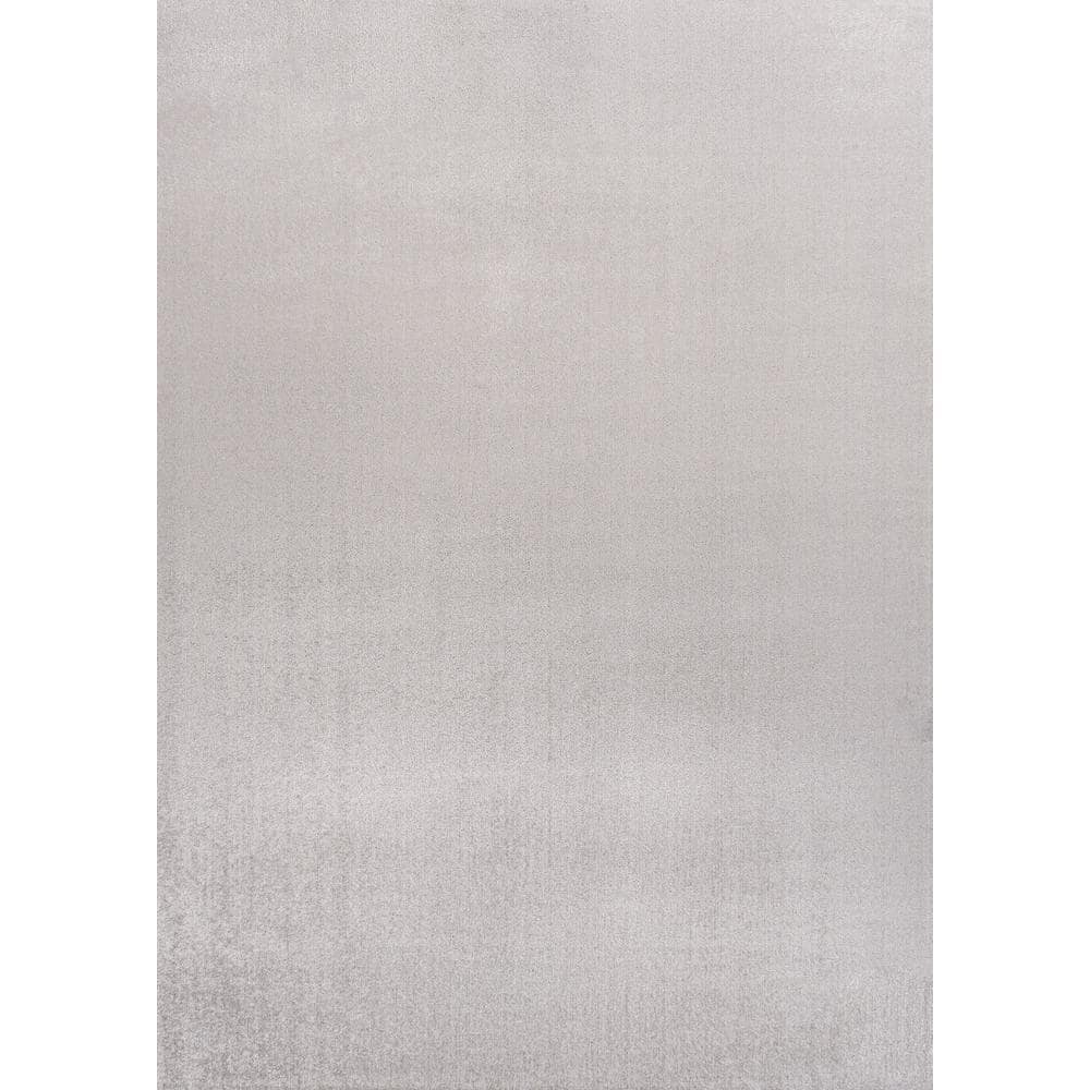 Light Gray 8' x 10' Solid Synthetic Washable Area Rug