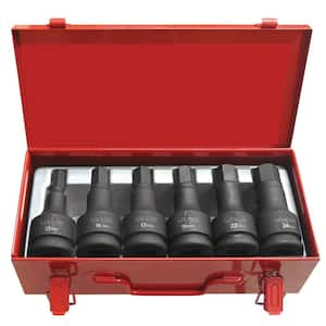 3/4 in.Hex Metric Impact Socket Bit Set with Metal Box (6-Piece)