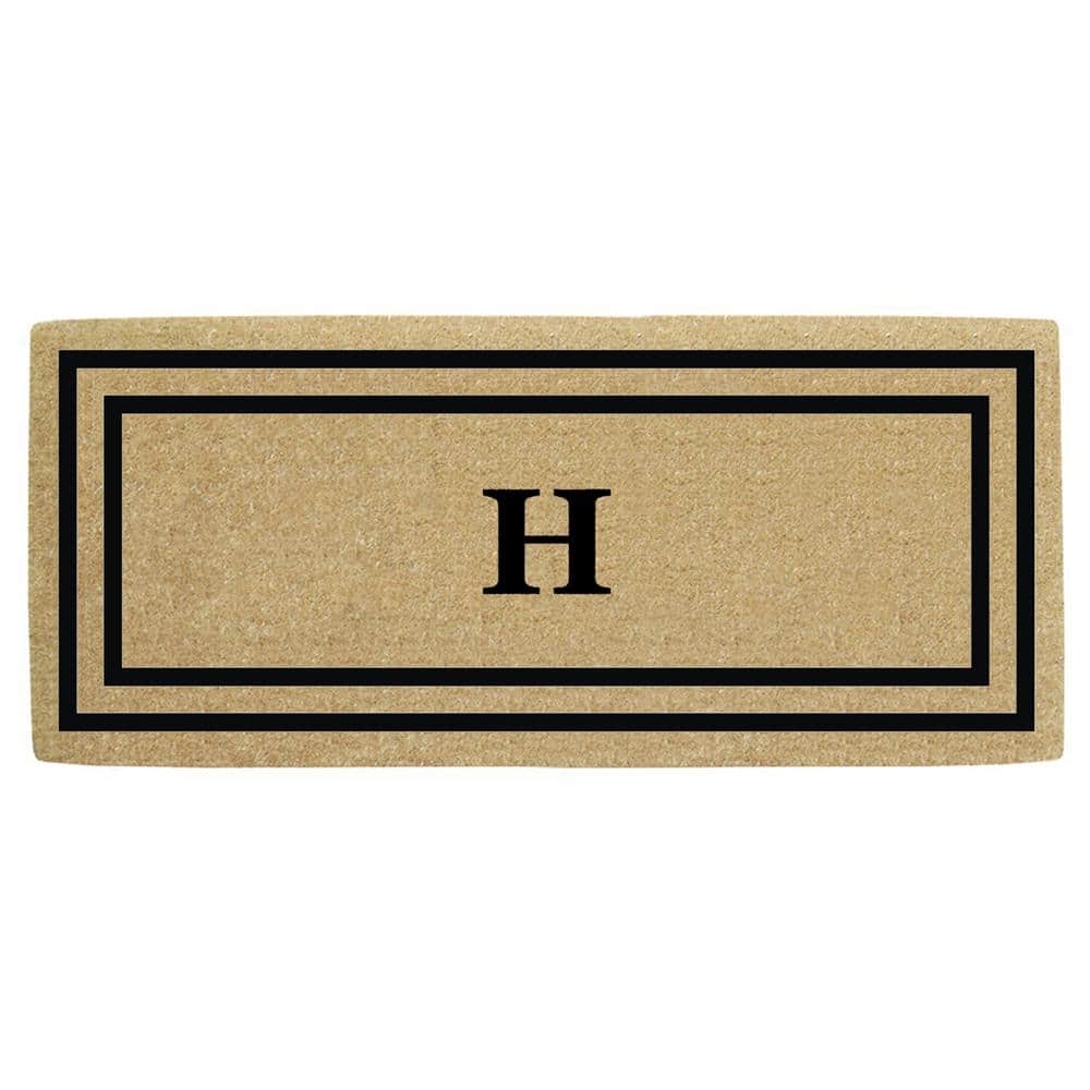 Heavy Duty Brown 24 in. x 57 in. Coir Thin Double Picture Frame  Monogrammed H Outdoor Door Mat price history on PriceWatchPro