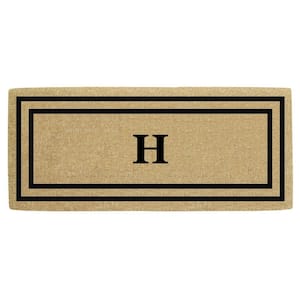 24 in. x 57 in. Heavy Duty Black Thin Double Picture Frame Monogrammed H Coco Door Mat