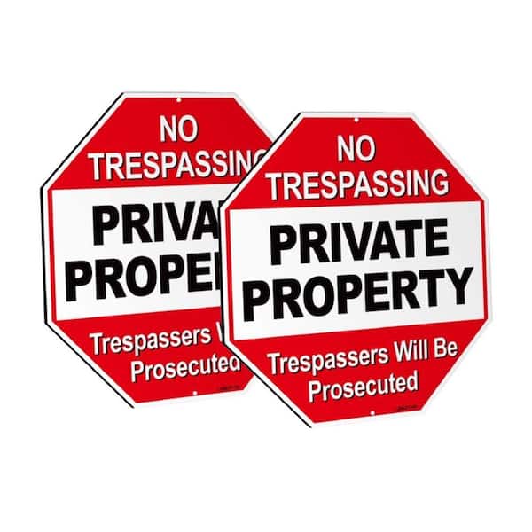 12 in. x 12 in. Private Property Aluminum Warning Sign - No Trespassing Security Alert (Pack of 2)