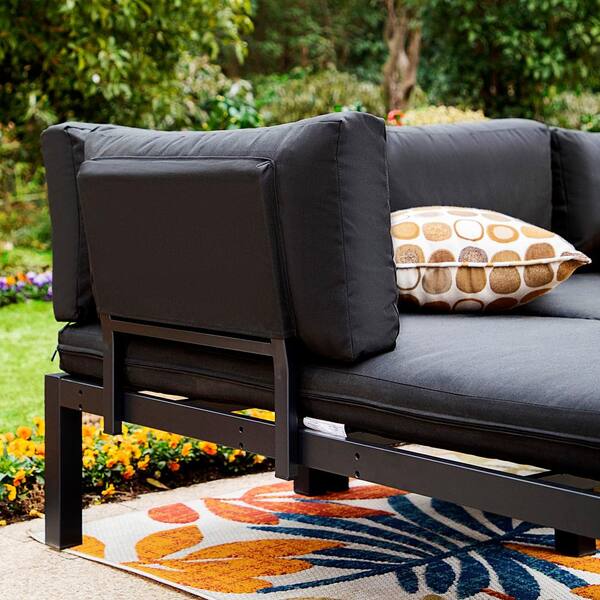 Better Homes & Gardens Delahey Studio Outdoor Day Sofa with Cushions, Navy