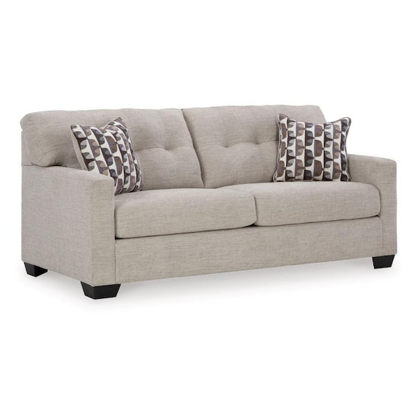 Benjara Joey 38 in. Straight Arm Polyester Rectangle Sofa in Gray and Black