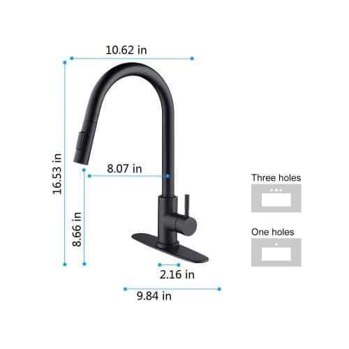 Matte Black Stainless Steel Single Handle Pull Down Kitchen Faucet