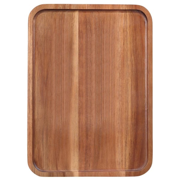 14 in. x 10 in. x 0.8 Brown Wood Cheese Board, Large Serving Platters Wooden Charcuterie Boards, Snack Appetizer Plates