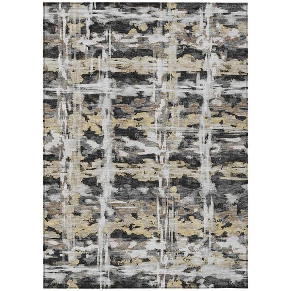 Chantille Machine Washable Indoor/Outdoor Abstract ACN2928 Black 10 ft. x 14 ft. Area Rug