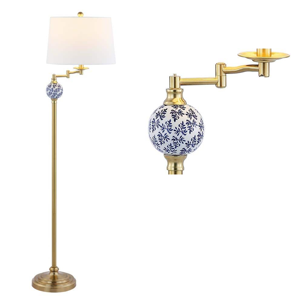 Navy shops and gold floor lamp