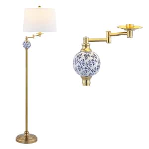 Aveiro 61.5 in. Brass Gold Classic Midcentury Iron LED Floor Lamp