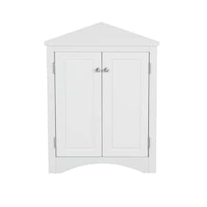White Corner Triangle Bathroom Storage Cabinet With Adjustable Shelves, Freestanding Cabinet, Side Cabinet