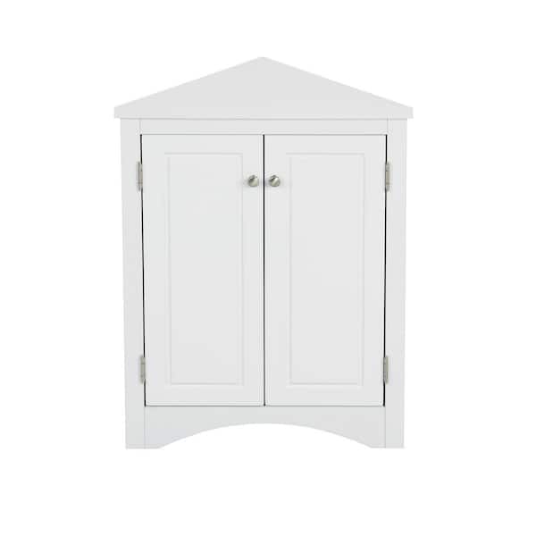 Mieres White Corner Triangle Bathroom Storage Cabinet With Adjule Shelves Freestanding Side Wyzwf291467aak1 The