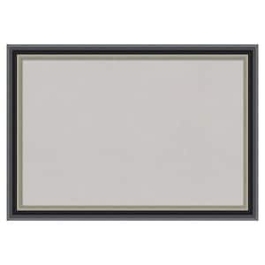 Theo Black Silver Wood Framed Grey Corkboard 27 in. x 19 in. Bulletin Board Memo Board