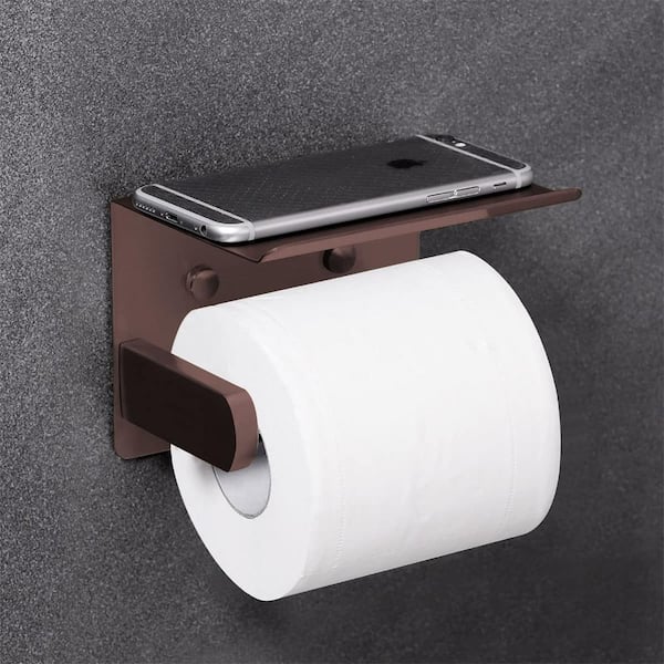 Reversible Toilet Paper Holder With Phone Shelf, Modern Style