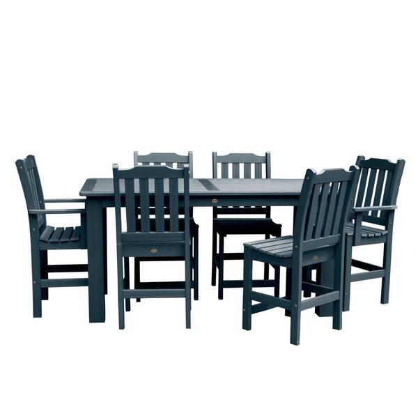 Highwood Lehigh Federal Blue 7-Piece Plastic Rectangular Outdoor Dining Set