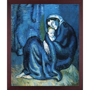 Mother and child by Pablo Picasso Open Grain Mahogany Framed People Oil Painting Art Print 22.5 in. x 26.5 in.