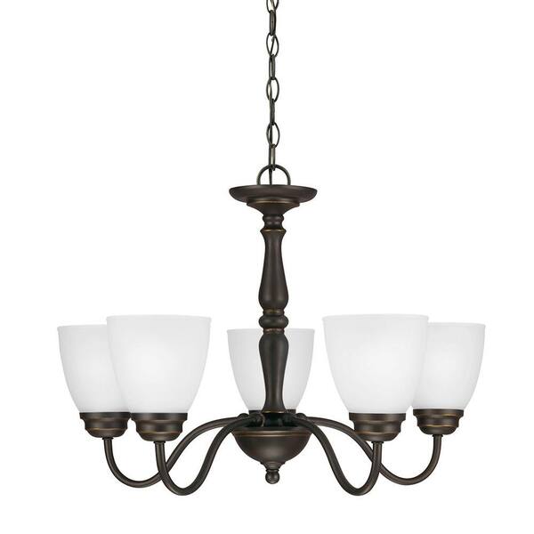 Generation Lighting Northbrook 5-Light Roman Bronze Chandelier with Satin Etched Glass