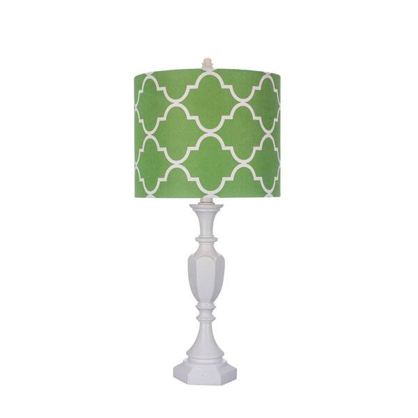 Fangio Lighting 25 in. White Polyresin Table Lamp with Green Shade