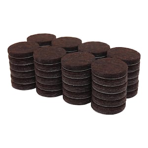 1 in. Brown Round Felt Heavy-Duty Self-Adhesive Furniture Pads (48-Pack)