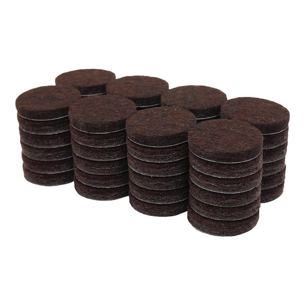 Everbilt 1 in. Brown Round Felt Heavy-Duty Self-Adhesive Furniture Pads (48-Pack)