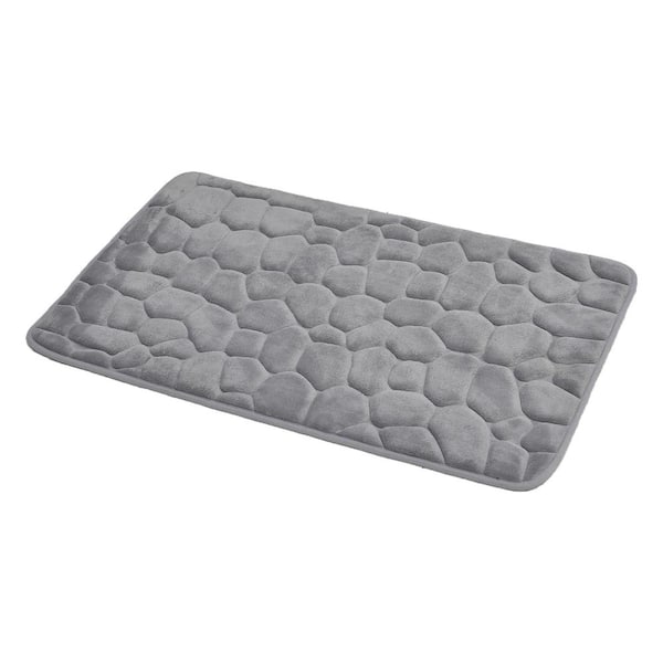 Unbranded 3D Cobble Stone Shaped Memory Foam Bath Mat Microfiber Non Slip Light Grey