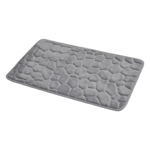 3D Cobble Stone Shaped Memory Foam Bath Mat Microfiber Non Slip Light Grey