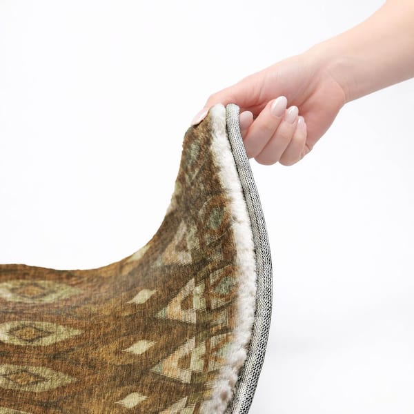 Dream Shag Premium Machine Washable Abstract ADS617 Brown 10 ft. x 14 ft. Area Rug