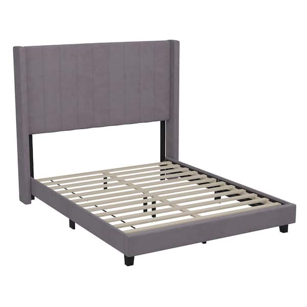 TAYLOR + LOGAN Gray Wood Frame Full Platform Bed