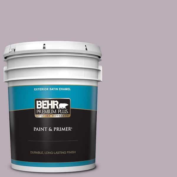 BEHR PREMIUM PLUS 5 gal. #670F-4 Silverberry Satin Enamel Exterior Paint & Primer