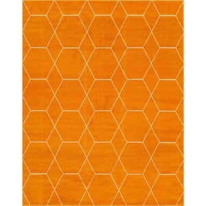 Trellis Frieze Orange/Ivory 8 ft. x 10 ft. Geometric Area Rug