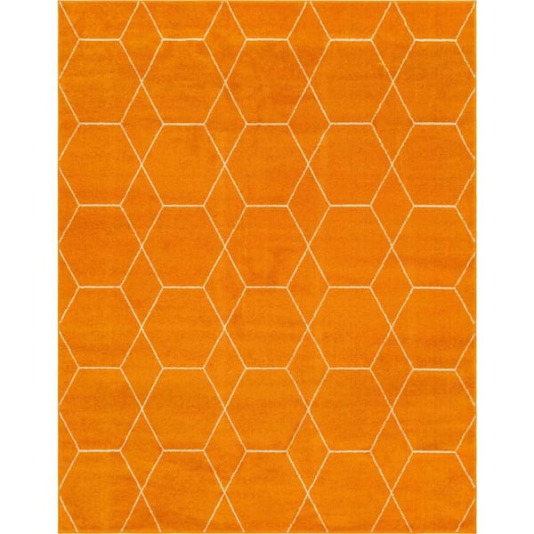 StyleWell Trellis Frieze Orange/Ivory 8 ft. x 10 ft. Geometric Area Rug