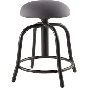 18 in. - 25 in., 3 in. Fabric Padded Charcoal Seat, Black Frame Height Adjustable Designer Stool