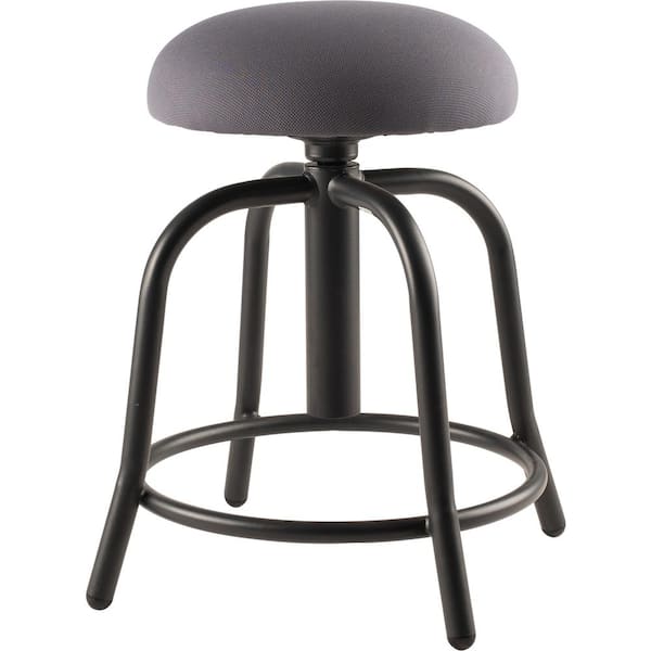 National Public Seating 18 in. - 25 in., 3 in. Fabric Padded Charcoal Seat, Black Frame Height Adjustable Designer Stool
