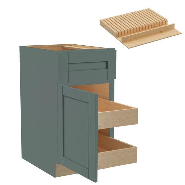 Home Decorators Collection Washington 18 in. W x 24 in. D x 34.5 in. H Assembled Plywood Base Kitchen Cabinet in Green with Soft Close Door LH