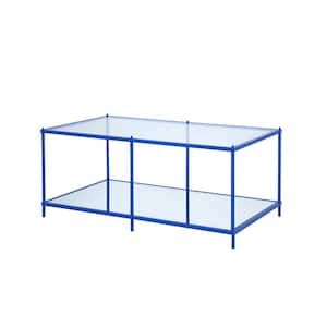 Upland 42 in. Blue Rectangular Glass Top Coffee Table