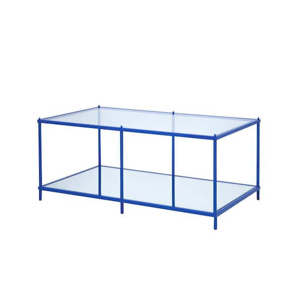 Furniture of America Upland 42 in. Blue Rectangular Glass Top Coffee Table