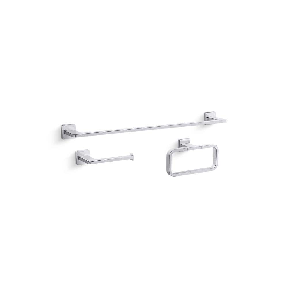 Mavera 3-Piece Bath Hardware Set with Towel Bar, Toilet Paper Holder and Hand Towel Holder in Polished Chrome price history on PriceWatchPro
