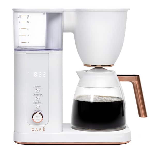 Photo 1 of 10 Cup Matte White Specialty Drip Coffee Maker with Glass Carafe and warming plate, WiFi connected