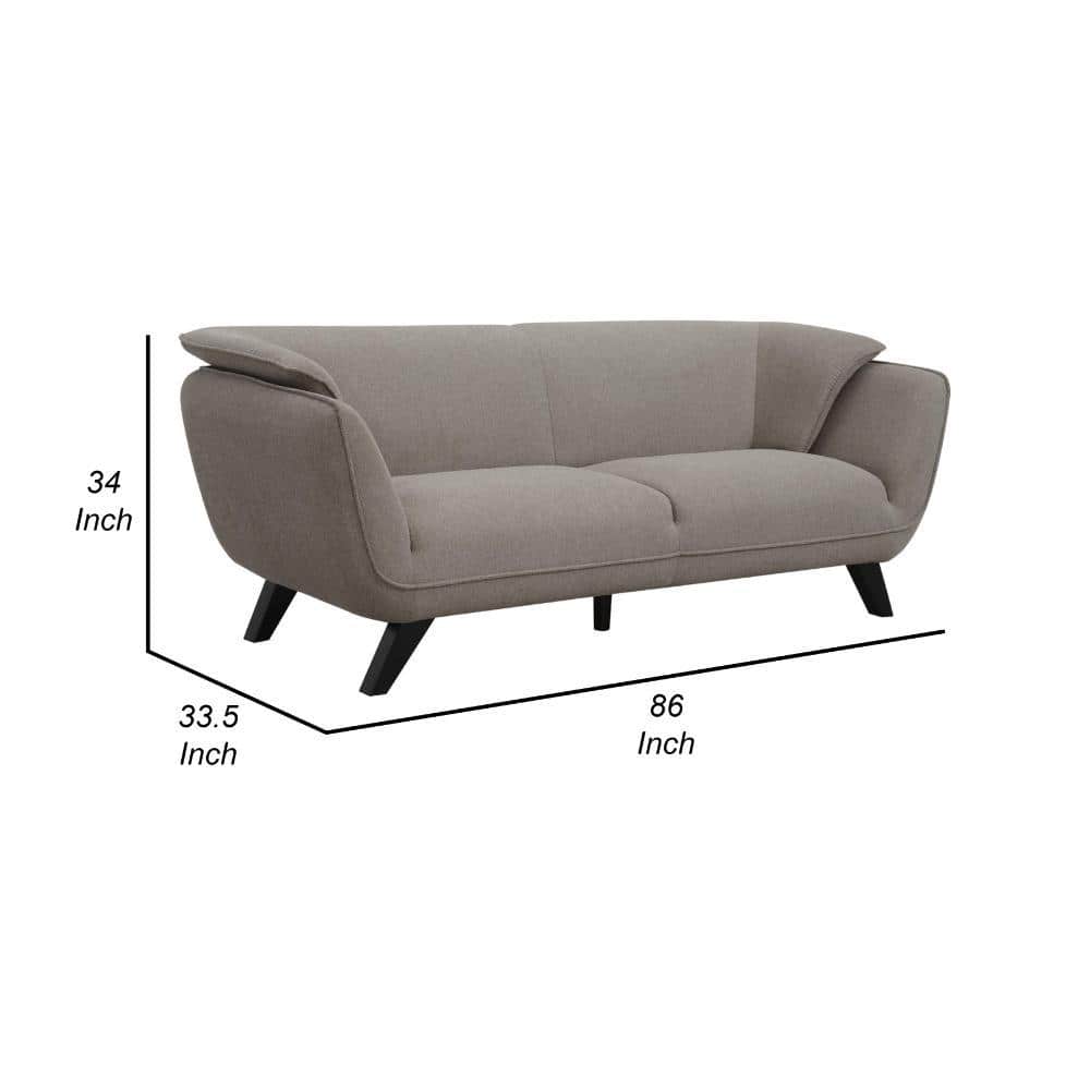 Naeli 86 Inch Taupe Brown Linen Flared Arm Sofa