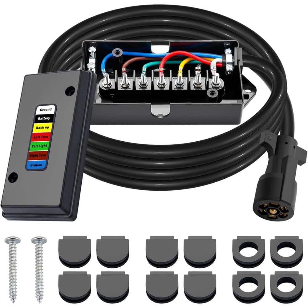7-Way Trailer Wiring Harness Kit with Brake Wiring Wires, 7-Pin Trailer Plug and Junction Box Kit price history on PriceWatchPro