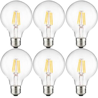 75-Watt Equivalent G25 Dimmable Edison Filament Clear LED Light Bulb, Cool White 4000K (6-Pack)