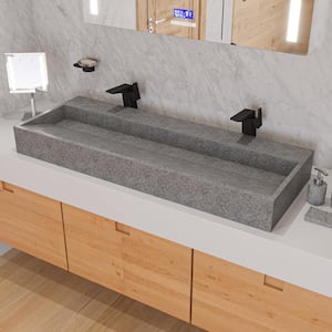 48 in. Rectangular Trough Vessel Sink Basin in Concrete