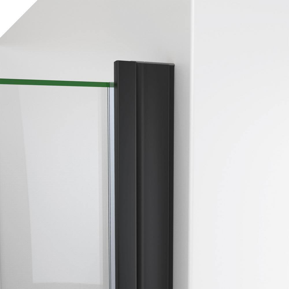 Matte Black and Clear Glass Semi-Frameless Swing Shower Door