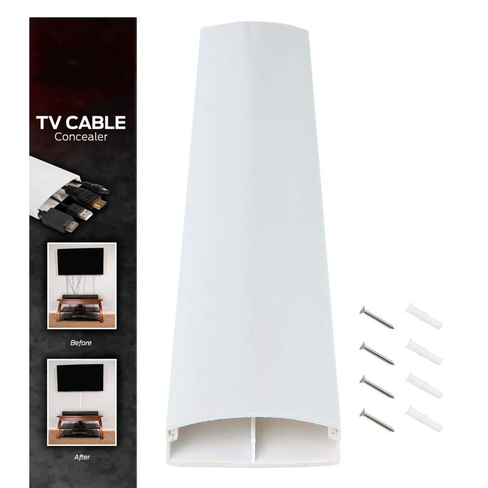 One-Cord Channel Cable Concealer - -03 Cord Cover Wall System - 125 Inch Cable  Hider Raceway Kit 