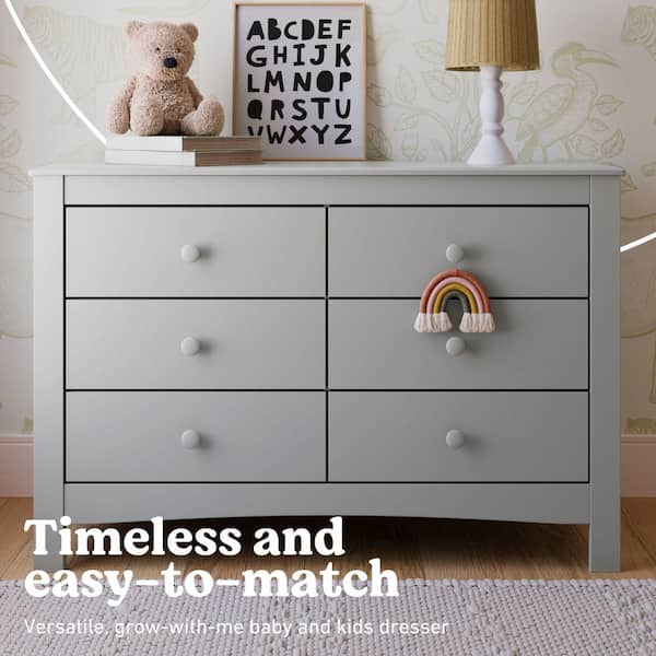 nursery dresser grey Graco Noah 6 Drawer Double Pebble Gray Crib