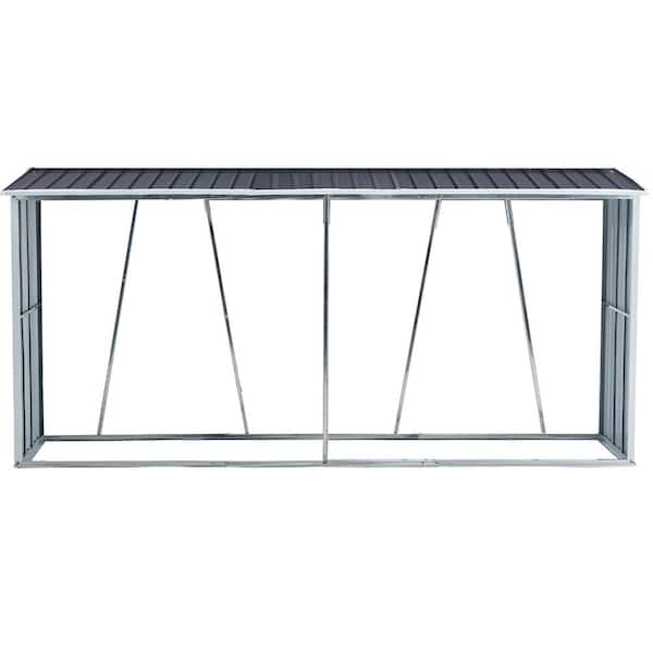Tidoin 29.7 in. D x 129.9 in. W Firewood Rack Log Holder with Roof, Log Storage Shed for Backyard Garden Patio Porch